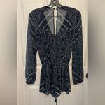 The Jetset Diaries TJD  Women's Blue Moroccan Print V-Neck Long Sleeve Romper Photo 1