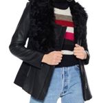 Boutique Ashley B Leather Shearling Wool Zipper Cowl Moto Biker Coat Jacket Black S $1795 Photo 1