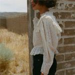 DÔEN Floryn Lace Trim Ruffle Long Sleeve Antique Walnut Small Photo 7