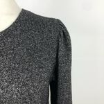 ZARA  Shimmer Metallic Black Blouse Ruched Shoulders Large Cocktail Office Party Photo 15