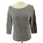 TSE  Steel Melange Gray Knit Boatneck 100% Wool Sweater 3/4 Sleeves Small Photo 0