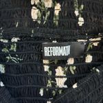 Reformation Black Floral Smocked Cropped Top Womens Size S Fitted Chic Beachy Photo 2