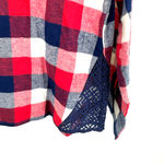 Simply Noelle  size L XL‎ 12-14 red blue white long sleeve button up flannel top Photo 3
