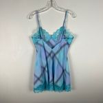 Victoria's Secret Victoria’s Secret Blue & Purple Plaid Lace Trim Slit Leg Teddy Nighty Slip Dress Photo 1