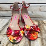Betsey Johnson Fay Pink Floral Satin Knotted Block Heel Wedding Party 6.5 Photo 1