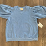 NWT Electric & Rose Women's Puff Sleeve Sweatshirt Size L Blue‎ Cottagecore Boho Blue Size L Photo 0