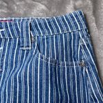 Dickies Girls Button Fly Mini Skirt Womens 1/25 Blue White Striped Denim Y2K Photo 12