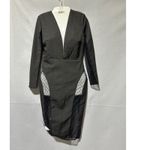 House Of CB  Black Nilda  Long Sleeve Sheer Panel Bodycon Midi Dress new size S Photo 4
