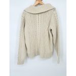 Eddie Bauer Women L Tall Cardigan Sweater Cream Shawl Collar CableKnit Fisherman Photo 3