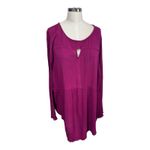 Torrid Magenta Crinkle Gauze Long Sleeve Tunic Top Keyhole Back Women's Size 4X Photo 3