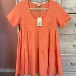 A New Day Women's peach colored Flutter Short Sleeve Tiered short dress XS NWT Photo 2
