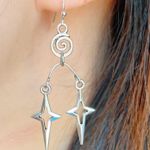 Handmade boho grunge style swirl spiral sparkle unique dangle earrings ⭐️🍃🌀 Photo 2