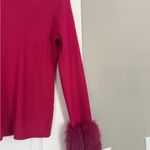 Adrienne Landau  Onyx Fur Trim Cuff Fusica Hot Pink Sweater Ski Resort Photo 2