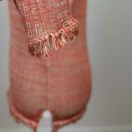 Club Monaco  Ribbed Knit Sweater Fringe Crewneck Long Sleeve Peach Stretch Small Photo 9