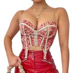 Amazon Floral Tapestry Print Coquette Fairycore Corset Top Bustier w/ Garter Straps Photo 4