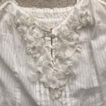 Hollister Chiffon Style White Flower Button Top Photo 2