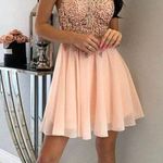 Jovani JVN Halter Chiffon Criss Cross Beads Short SIZE 4 Photo 0