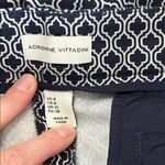Adrienne Vittadini  Navy and White Trellis Geometric Pattern Trousers - Size 8 Photo 14