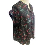 Jon & anna Contemporary Black Floral Short Sleeve V-Neck Blouse Size X-Large-N Photo 5