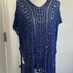 Blue Crochet Knit Beach Cover Up Photo 0