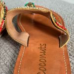 Vintage Coconuts Beaded Leather Flip Flops Sandals Size 9 Tan Photo 6