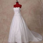 Wedding gown custom made strapless w/embroidery and subtle beading White Size 8 Photo 0