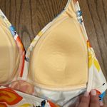 Lands' End  Womens White Orange Blue Floral Halter Tankini Swim Suit Top Size 8 Photo 2