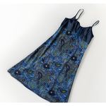 Faded Glory Vintage Blue‎ Jean Mixed Media Paisley Maxi Dress M Babydoll Empire Waist Y2K Photo 0