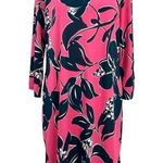 The Limited  Tunic Shift Dress Floral Pink Navy Blue Size LargeV-Neck 3/4 Sleeves Photo 0
