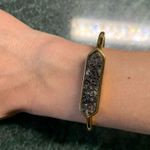 kinsley armelle Raven Druzy Quartz bracelet S/M Gold Tone Bangle Cuff Black Photo 0