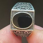 Cute black obsidian S925 silver ring size 7 Photo 4