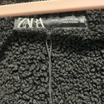 ZARA  Black Sherpa Suede Vest Embroidered floral boho Shearling Photo 8