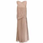 Birdy Grey NWT  Tulle Christina Dress Sandy Taupe Full Length Gown Size Small NEW Photo 3