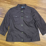 Chico's Additions by Jacket Brown 3/4 Sleeve Button Up Collared Womens Large Photo 0