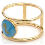 Boutique Large Turquoise Gold Filled Band, Bar Ring,‎ Size 8 Photo 9