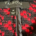 Talbots Red Black Houndstooth Cardigan Sweater Jacket Wool Blend Women Medium Photo 5