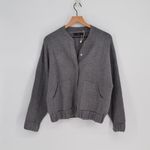 Mango  Knitted Bomber Sweater Jacket Snap in Dark Heather Gray Women's XS Photo 2