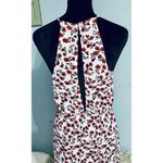 H&M Floral Dress SzS Red White High Waist Vacation Maxi Dress Side Slit Ditsy Photo 3