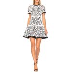 Alexis  Emiliana Fit & Flare Mini Dress in Black and White Diamond Lace, XS‎ Photo 2