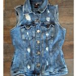 JeanDarrot 36 (US S) Distressed Denim Vest Blue Photo 1