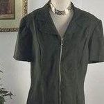 DBY Women Jacket Size 11 Olive Green Short Sleeve Open Zipper Photo 1