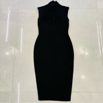 Nookie MANHATTAN HIGH NECK BLACK CUT OUT MIDI BODYCON DRESS SUPER SEXY RARE Photo 3