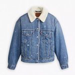 Levi's Premium Women's '90s MICRO DAMAGE Sherpa Truck Large Imbued Windsor Wine Photo 0