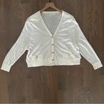 Anthropologie Moth  V-Neck Linen Blend Cardigan Sweater in Cream Size Small Photo 2