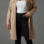 Anthropologie  Pilcro Duster Shacket‎ Tan Ribbed Jacket Oversized Pockets Small Photo 0