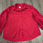 Chico's  Dark Solid Red Button Front Long Sleeve Blouse Shirt Size 3 - XL 16/18 Photo 0