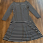 Ralph Lauren  Black and White Stripe Dress with Boat Neck  - Size 6 Photo 0