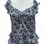 Sugar Lips Blue & White Floral Ruffle Tank Size Medium Photo 0