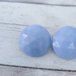 Vintage Clip On Earrings Light Blue Faceted 7/8" Retro Photo 2