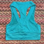BELLA MOVEMENT TEAL BLUE RIBBED LACE UP RACERBACK SPORTS BRA SEAMLESS Photo 2